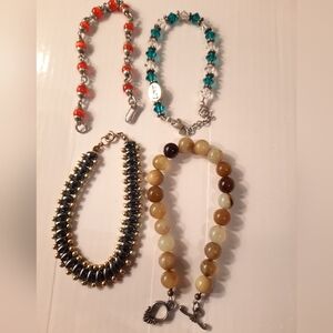 925 Silver Multicolor Beaded Bracelet Set